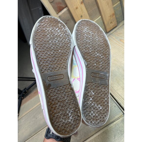 US8 8B Women COACH Multicolor Signature Logo Canvas Sneakers Dee Shoes - Picture 7 of 10